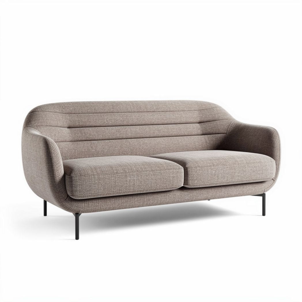 Fabric upholstered two-seater sofa with metal legs in light gray 180 x 85 x 75cm