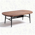 Wooden oval coffee table with storage space dark brown 120 x 60 x 45cm