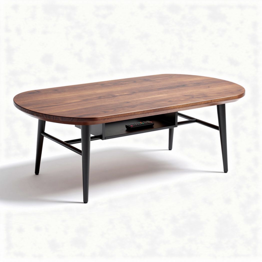 Wooden oval coffee table with storage space dark brown 120 x 60 x 45cm