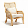 Rattan accent chair with upholstered cushion for indoor and outdoor use