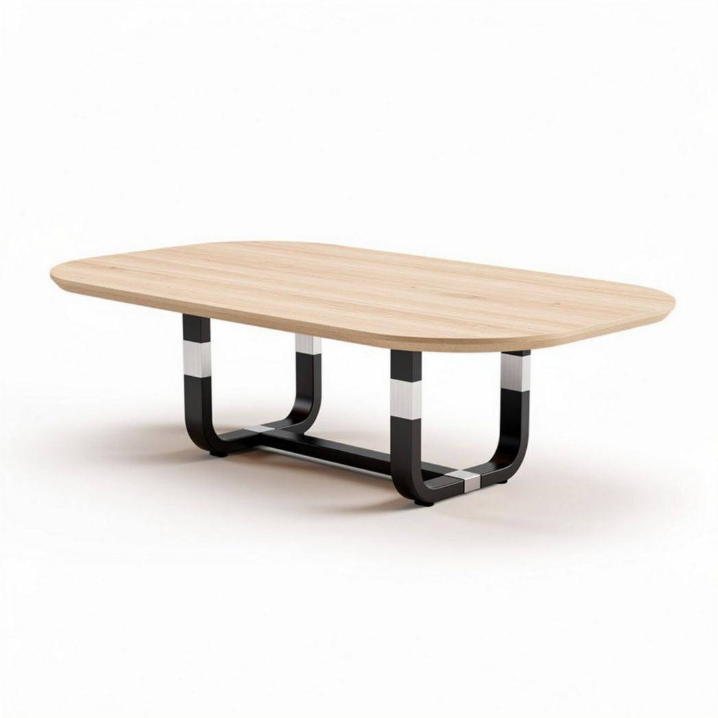 Wooden oval coffee table with metal legs 150 x 80 x 75cm for living room