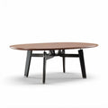 Oval coffee table with wooden top and metal legs 120 x 80 x 45cm