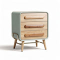 Wooden bedside table with three drawers in light green finish 45 x 40 x 60cm