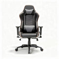 Racing style adjustable gaming chair with ergonomic design and black grey upholstery