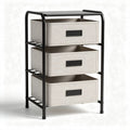 Fabric storage organizer with three removable bins and metal frame 60 x 30 x 70cm