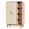 Wooden storage cabinet with adjustable shelves and metal frame 90 x 40 x 150cm