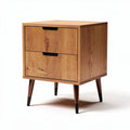 Wooden nightstand with two drawers and tapered legs 40 x 40 x 50cm