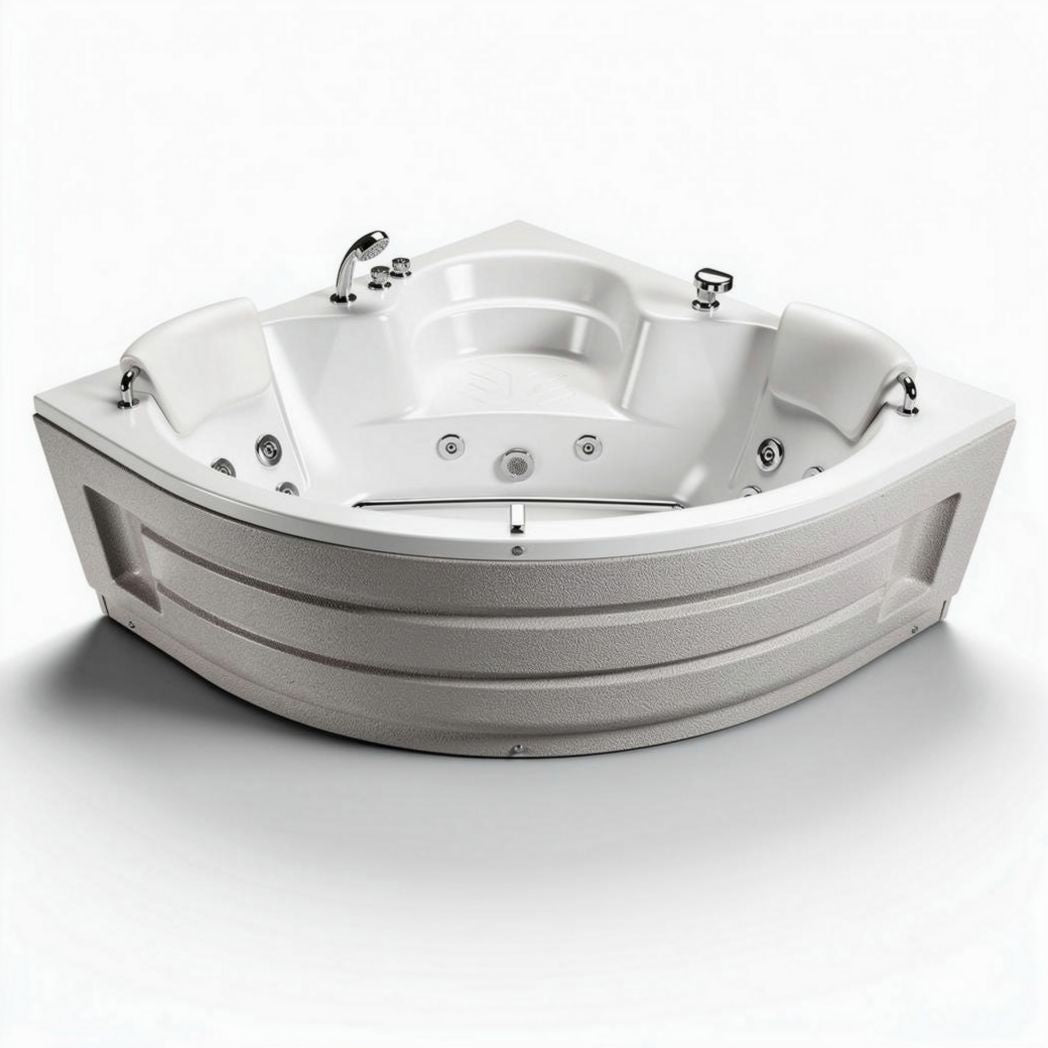 Corner whirlpool hot tub with built-in jets and ergonomic seating 150 x 150 x 70cm