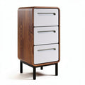Wooden nightstand with three drawers and black metal legs 40 x 30 x 75cm