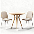 Wooden dining table set with upholstered chairs in beige 70 x 70 x 75cm