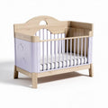 Wooden crib for infants with purple accents and removable mattress 120 x 60 x 90cm
