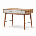 Wooden writing desk with one drawer and metal legs in walnut finish 120 x 60 x 75cm